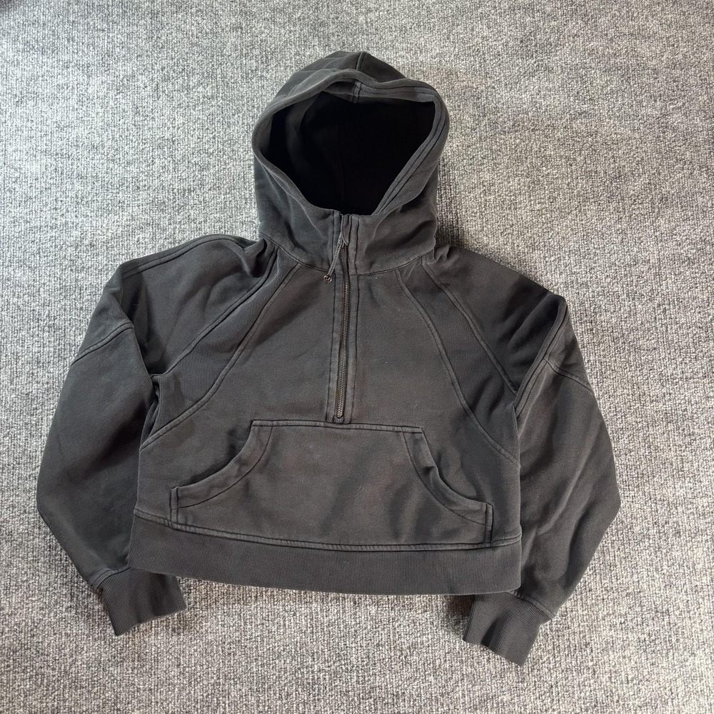 Lululemon Hoodie Womens XS/S Black Scuba Oversized Half Zip Cropped